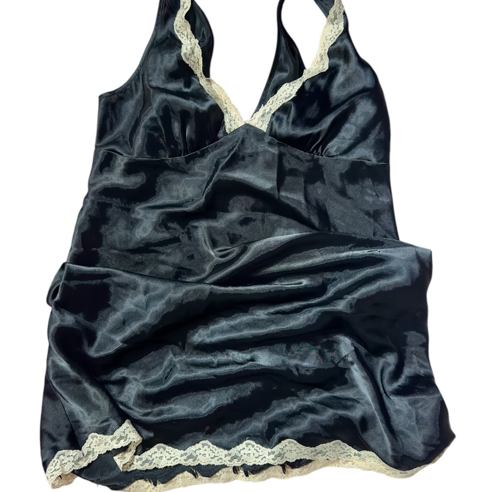Victoria's Secret Black and Cream Satin Chemise - Picture 1 of 4